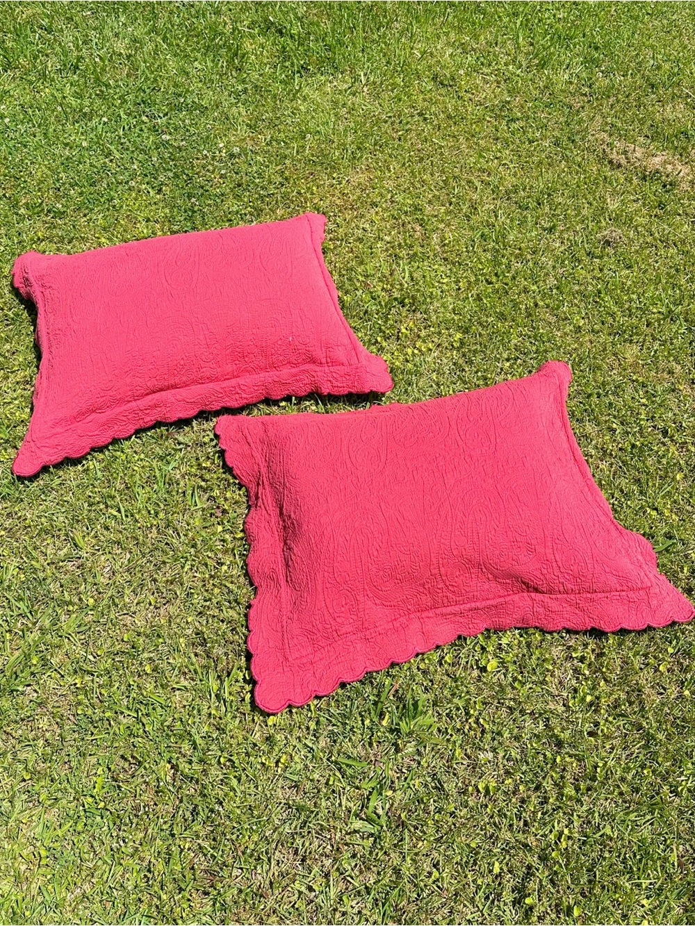Quilted Red Pillow Shams - Set of 2